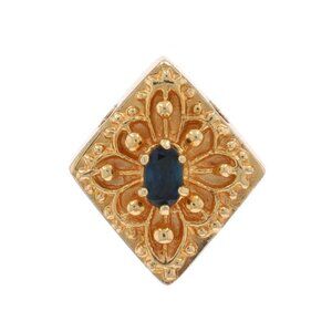 Richard Glatter Sapphire Vintage Slide Charm - Yellow Gold 14k Oval .35ct Floral